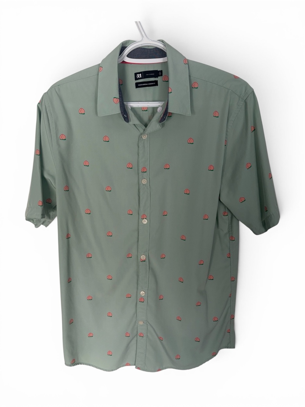 Le 31 Simon’s Men’s Button Up Short Sleeve Shirt Size Small Peaches Lightweight